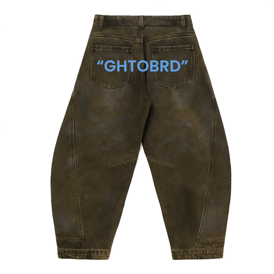 Unisex "GHTOBRD" Loose-Fit Washed Curved Denim Jeans