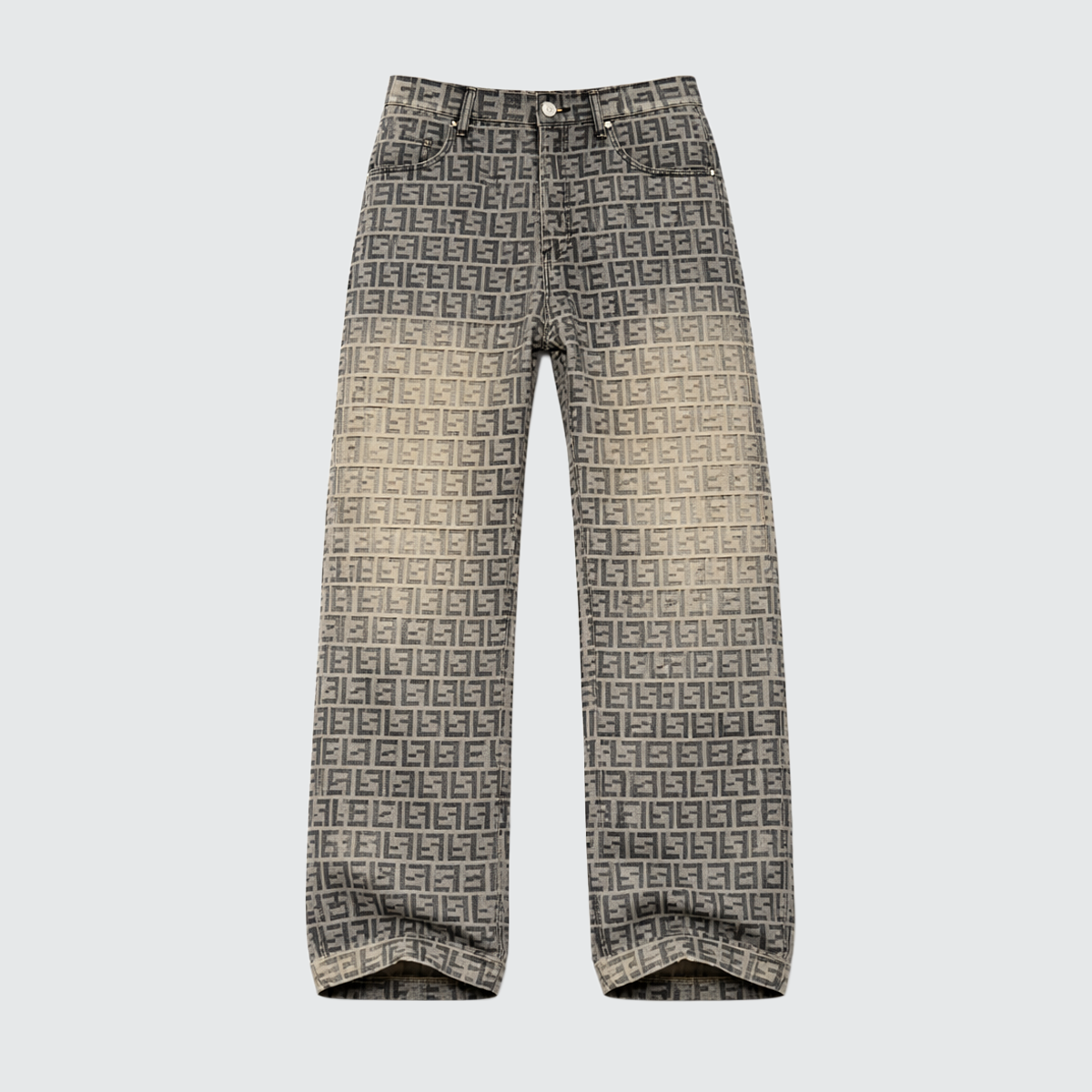 Unisex "GHTOBRD" Jacquard All-over Letter Jeans