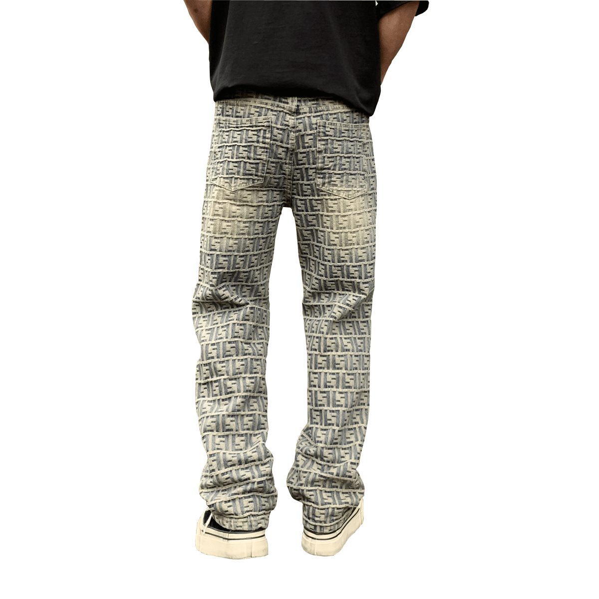 Unisex "GHTOBRD" Jacquard All-over Letter Jeans