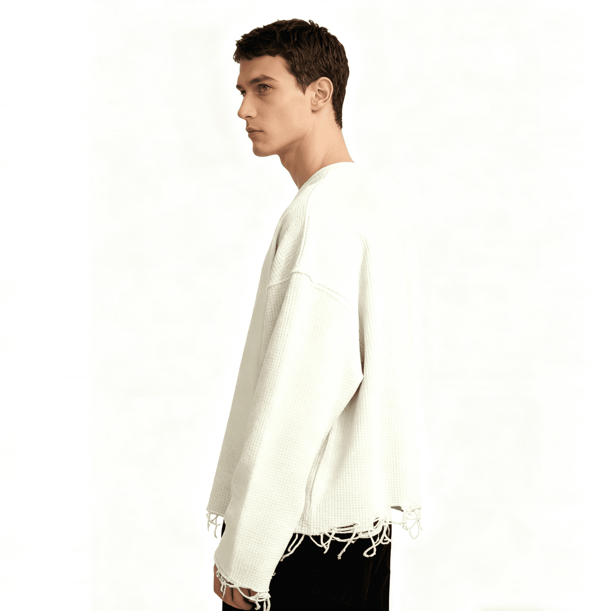 M.I.I.A Unisex Heavyweight Waffle Cropped Long-Sleeve Shirt (290GSM)