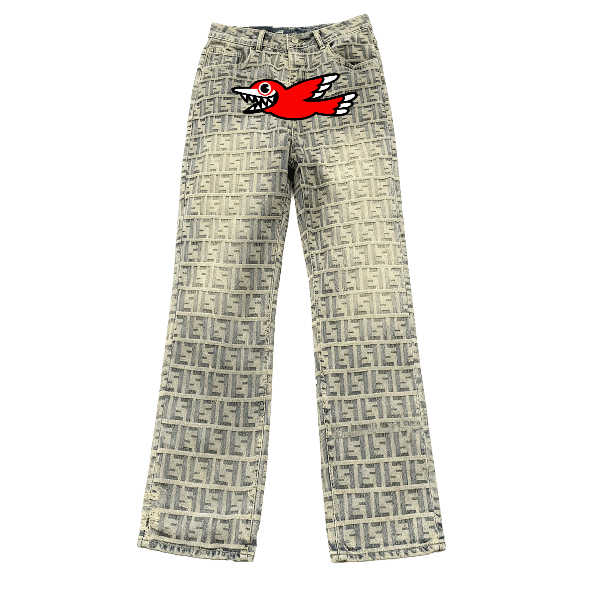 Unisex "GHTOBRD" Jacquard All-over Letter Jeans