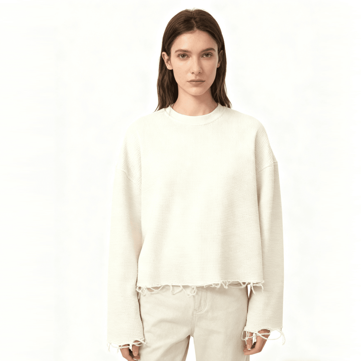 M.I.I.A Unisex Heavyweight Waffle Cropped Long-Sleeve Shirt (290GSM)